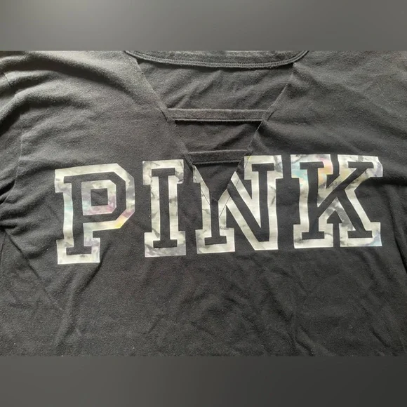 PINK Victoria's Secret Black Cutout Long Sleeve Tee - Picture 4 of 6